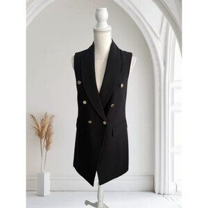 CLUB MONACO Women's Black Gold Button Vest Size Small